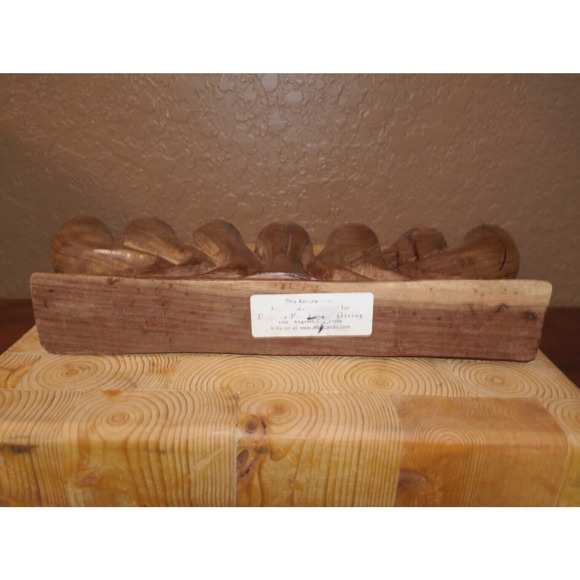 Wood Hand Carved Kwanza Kinara 7 Branches Candle Holder - Picture 6 of 16